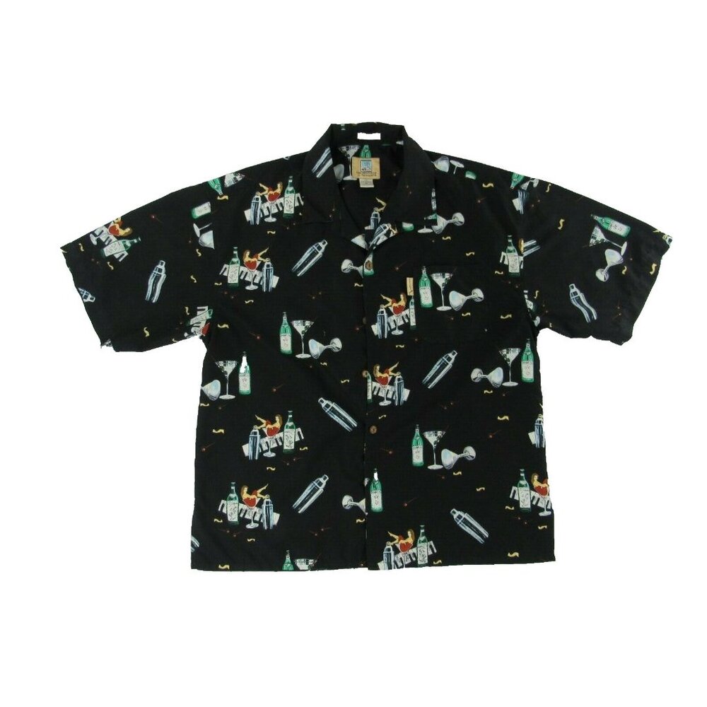 Coconut Pier Mens Club Hawaiian Shirt XL Black Martini Girls